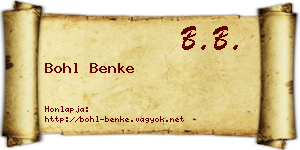 Bohl Benke névjegykártya